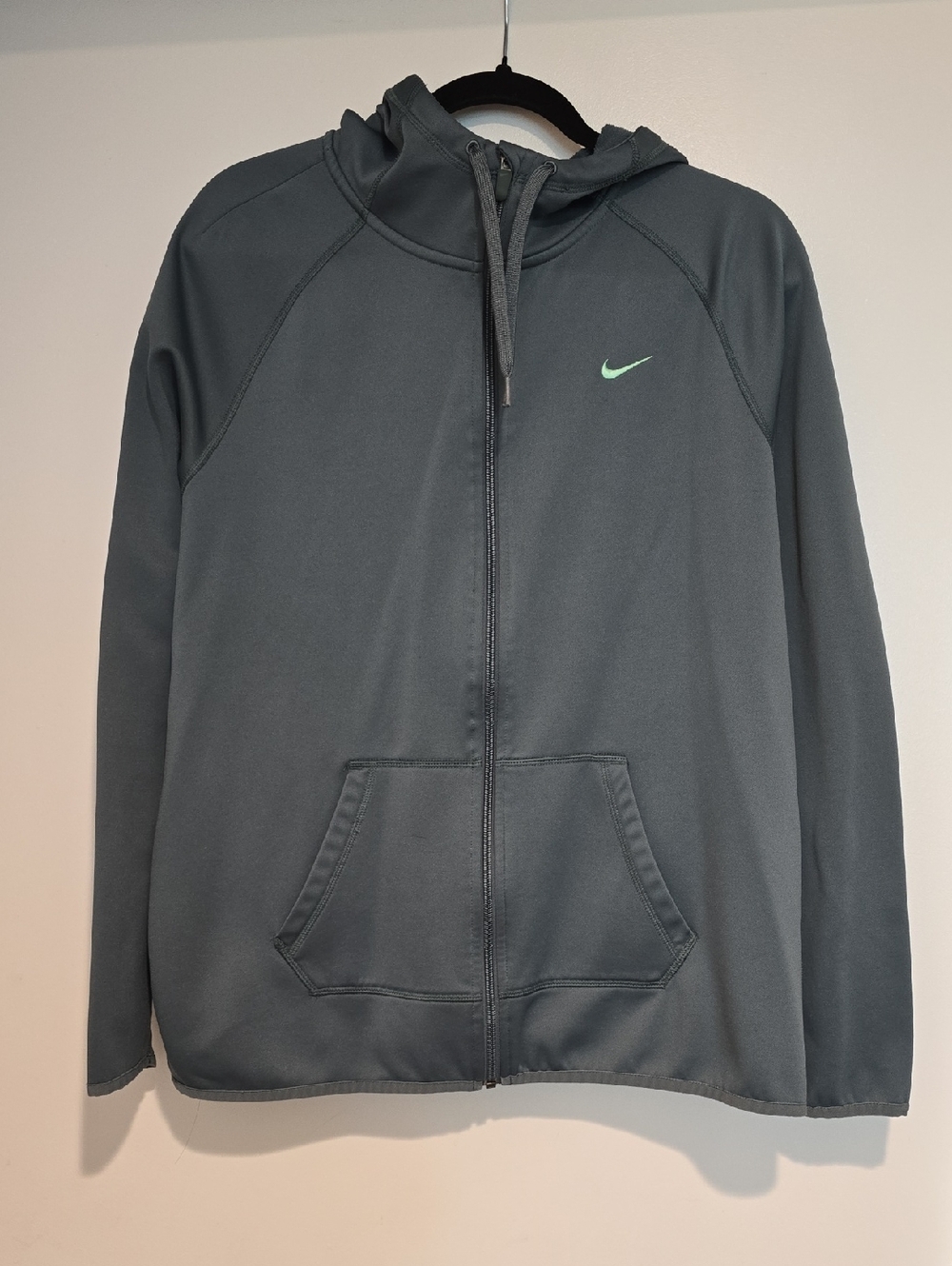 Nike Dark Gray Full-Zip Hoodie with Mint Swoosh